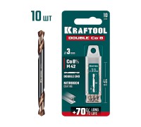 Сверло двухстороннее по металлу сталь M42(+8%Co) класс А DOUBLE Сo-8 3.0х46 мм KRAFTOOL 29654-3.0-10
