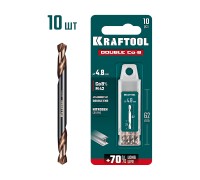 Сверло двухстороннее по металлу сталь M42(+8%Co) класс А DOUBLE Сo-8 4.8х62 мм KRAFTOOL 29654-4.8-10