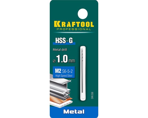 Сверло по металлу HSS-G, 1.0x40 мм, сталь P6M5 KRAFTOOL 29651-1