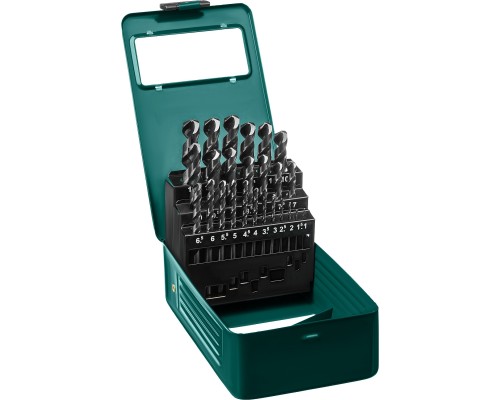 Набор сверл по металлу HSS-G, 25 шт., (1-13 мм), сталь P6M5 KRAFTOOL 29651-H25