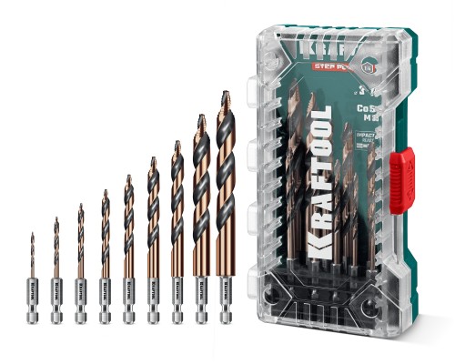 Набор сверл по металлу для винтовертов и шуруповертов IMPACT READY STEP POINT, 10 шт KRAFTOOL 29653-H10