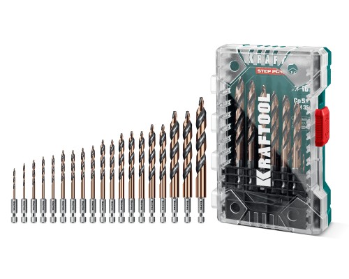 Набор сверл по металлу для винтовертов и шуруповертов IMPACT READY STEP POINT, 19 шт KRAFTOOL 29653-H19