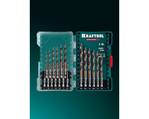 Набор сверл по металлу для винтовертов и шуруповертов IMPACT READY STEP POINT, 19 шт KRAFTOOL 29653-H19