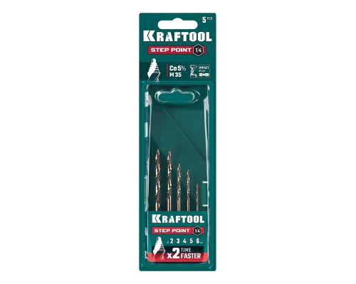Набор сверл по металлу для винтовертов и шуруповертов IMPACT READY STEP POINT, 5 шт KRAFTOOL 29653-H5