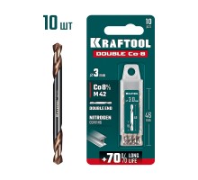 Сверло двухстороннее по металлу сталь M42(+8%Co) класс А DOUBLE Сo-8 3.0х46 мм KRAFTOOL 29654-3.0-10
