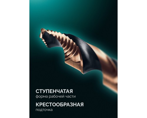 Сверло по металлу для винтовертов и шуруповертов IMPACT READY STEP POINT, d 6.5x107 мм KRAFTOOL 29653-6.5
