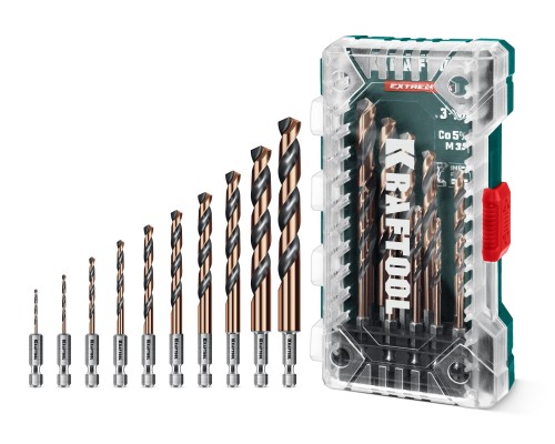 Набор сверл по металлу для винтовертов и шуруповертов IMPACT READY НЕХ-1/4", 10 шт. KRAFTOOL 29652-H10