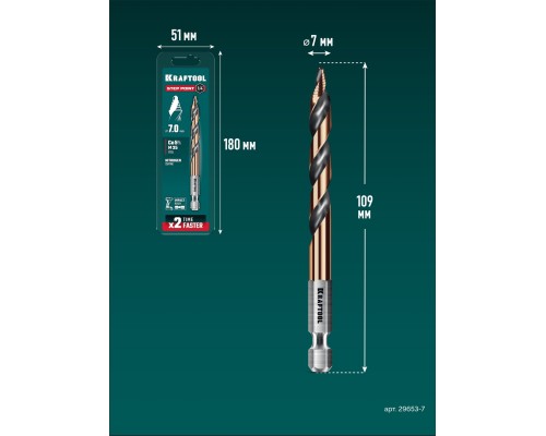 Сверло по металлу для винтовертов и шуруповертов IMPACT READY STEP POINT, d 7.0x109 мм KRAFTOOL 29653-7
