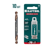 Сверло двухстороннее по металлу сталь M42(+8%Co) класс А DOUBLE Сo-8 4.2х55 мм KRAFTOOL 29654-4.2-10