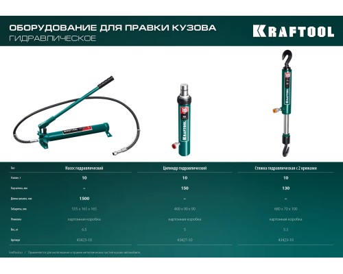Гидравлическая стяжка с 2 крюками 10 т KRAFTOOL 43423-10