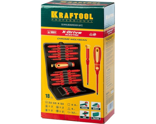 Набор высоковольтных отверток Х-Drive Electro, 18 предм KRAFTOOL 220092-H18