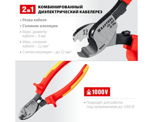 Кабелерез KS-16V, d 9мм, 160мм KRAFTOOL 23333-16V