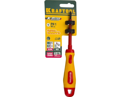 Высоковольтная отвертка PH1x80 мм KRAFTOOL 250084-1-080