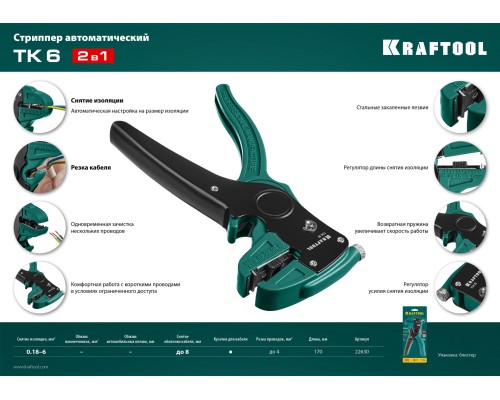 Автоматический стриппер CK-6, 0.2-6 мм2 KRAFTOOL 22630