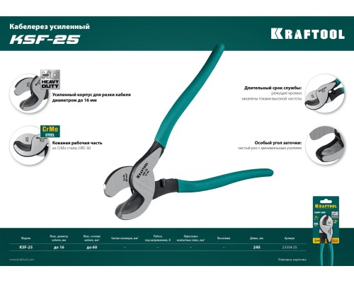 Кабелерез KSF-25, усиленный KRAFTOOL 23334-25