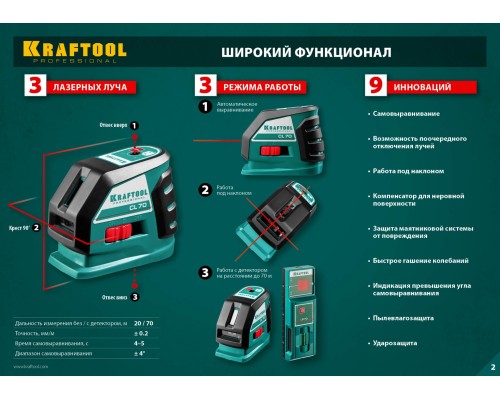 Лазерный нивелир CL-70 KRAFTOOL 34660