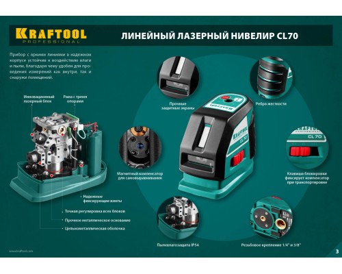 Лазерный нивелир CL-70 KRAFTOOL 34660