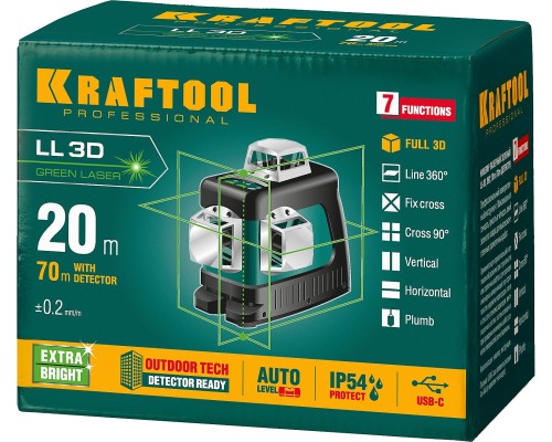 Лазерный нивелир LL 3D KRAFTOOL 34641