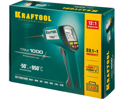 Пирометр инфракрасный TRM-1000, -50° +950°С KRAFTOOL 45703-950