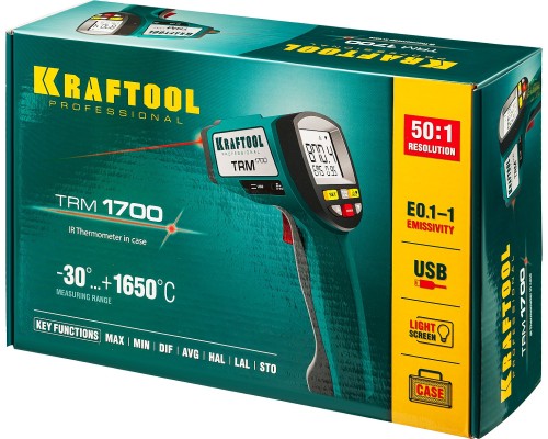 Пирометр инфракрасный TRM-1700, -30° +1650°С KRAFTOOL 45701-1650