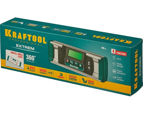 Электронный уровень-уклономер EXTREM, 0-360°, точность 0.05°, HOLD, IP67 KRAFTOOL 34686