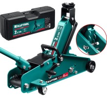 Подкатной домкрат S-PIN, в кейсе 2.5 т, 140-385 мм, с увеличенным подъемом и фиксатором KRAFTOOL 43457-2.5-K
