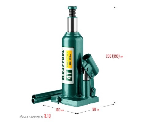 Бутылочный гидравлический домкрат KRAFT-LIFT, 4 т, 194-372 мм KRAFTOOL 43462-4_z01