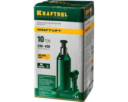 Бутылочный гидравлический домкрат KRAFT-LIFT, 10 т, 230-460 мм KRAFTOOL 43462-10_z01