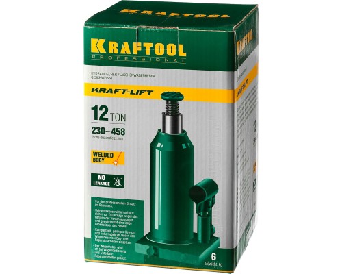 Бутылочный гидравлический домкрат KRAFT-LIFT, 12 т, 230-460 мм KRAFTOOL 43462-12_z01