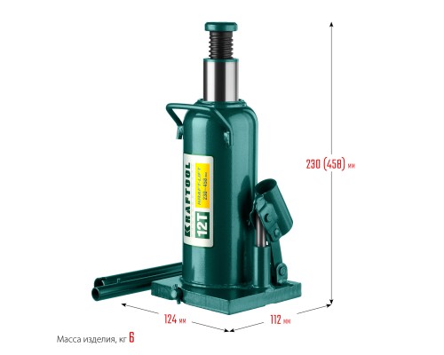Бутылочный гидравлический домкрат KRAFT-LIFT, 12 т, 230-460 мм KRAFTOOL 43462-12_z01
