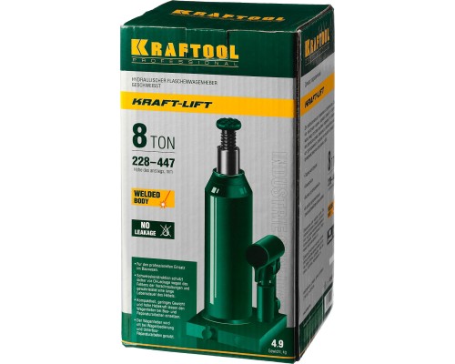 Бутылочный гидравлический домкрат KRAFT-LIFT, 8 т, 230-457 мм KRAFTOOL 43462-8_z01