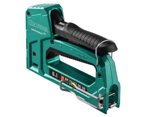 Универсальный алюминиевый степлер Universal-HD, 6-в-1: 53 (A/10/JT21) 23GA (6-14 мм)/140 (G/11/57) 20GA (8-14 мм)/13/53F/300/500 KRAFTOOL 3188