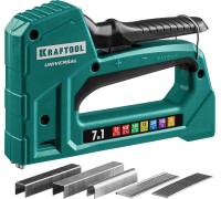 Универсальный легкий степлер Universal, 7-в-1: 53 (A/10/JT21) 23GA (6-14 мм)/140 (G/11/57) 20GA (8-14 мм)/13/53F/36/500 KRAFTOOL 31524