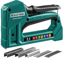 Универсальный легкий степлер Universal, 7-в-1: 53 (A/10/JT21) 23GA (6-14 мм)/140 (G/11/57) 20GA (8-14 мм)/13/53F/36/500 KRAFTOOL 31524