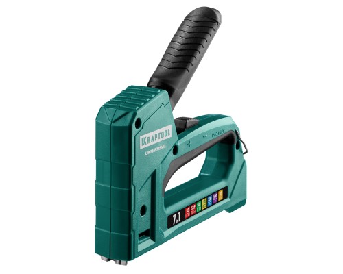 Универсальный легкий степлер Universal, 7-в-1: 53 (A/10/JT21) 23GA (6-14 мм)/140 (G/11/57) 20GA (8-14 мм)/13/53F/36/500 KRAFTOOL 31524