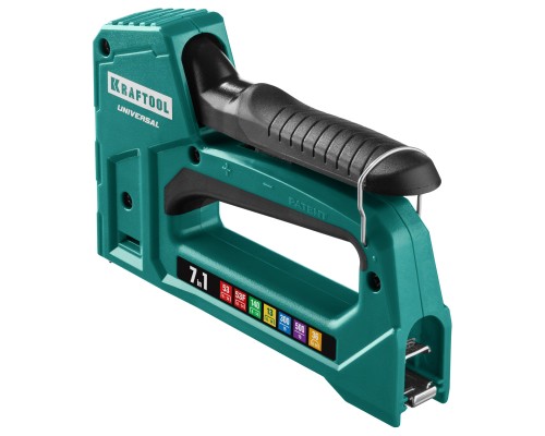 Универсальный легкий степлер Universal, 7-в-1: 53 (A/10/JT21) 23GA (6-14 мм)/140 (G/11/57) 20GA (8-14 мм)/13/53F/36/500 KRAFTOOL 31524
