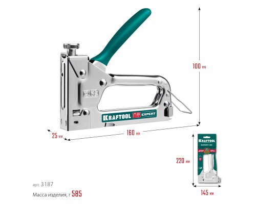Стальной компактный степлер (3187) Expert-53, тип 53 (A/10/JT21) 23GA (4-14 мм) KRAFTOOL 3187_z01