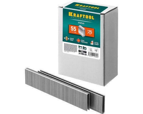Скобы для степлера тип 18GA (55/90/C) 25 мм, 5000 шт. KRAFTOOL 31789-25 Скобы для степлера тип 18GA (55/90/C) 25 мм, 5000 шт. KRAFTOOL 31789-25