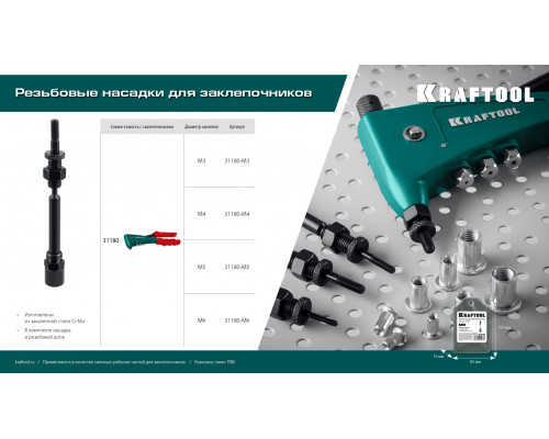 Сменная насадка М4 для заклепочника Combo2-M6  KRAFTOOL 31180-M4