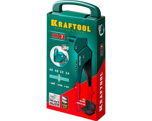 Литой поворотный заклепочник в кейсе RX-7, 360°, 2.4-4.8 мм KRAFTOOL 31176-H6_z01
