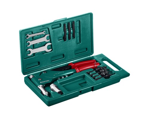 Комбинированный поворотный заклепочник в кейсе Combo3-M6, 360°, 3 вида заклепок KRAFTOOL 31178_z01