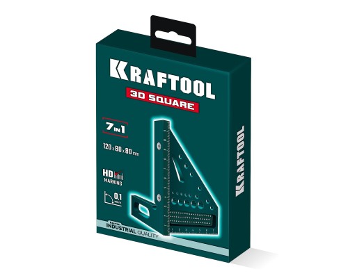 Высокоточный алюминиевый угольник 3D Square, 7-в-1 KRAFTOOL 3446