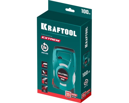 Геодезическая стальная мерная лента EXTREM, 100 м KRAFTOOL 34185-100