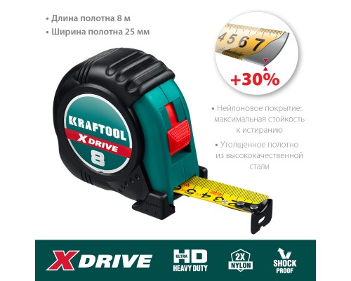 Рулетка X-Drive, 8 мx25 мм KRAFTOOL 34122-08_z02