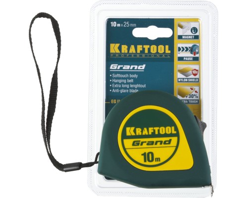 Рулетка Grand, 10 мx25 мм KRAFTOOL 34022-10-25