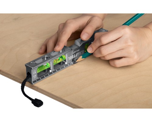 Брусковый магнитный уровень BILLET, 8 в 1, 20 см, точность 0.3 мм/м, 4 глазка KRAFTOOL 34790