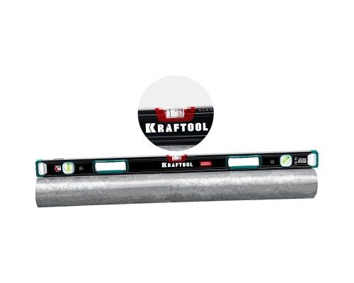 Сверхпрочный магнитный уровень A-RATE CONTROL, 1500 мм, точность 0.3 мм/м, с зеркальным глазком KRAFTOOL 34988-150