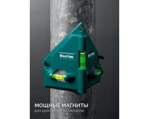 Магнитный угловой уровень POST-LEVEL 3 глазка KRAFTOOL 34788_z01