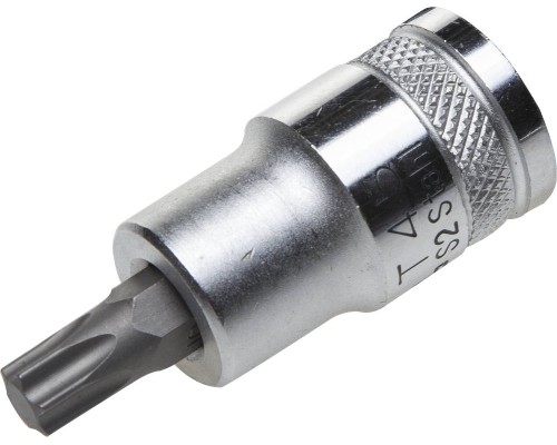 Торцовая бита-головка "INDUSTRIE QUALITAT", материал S2, TORX, сатинированная, 1/2", Т45  KRAFTOOL 27905-45_z01
