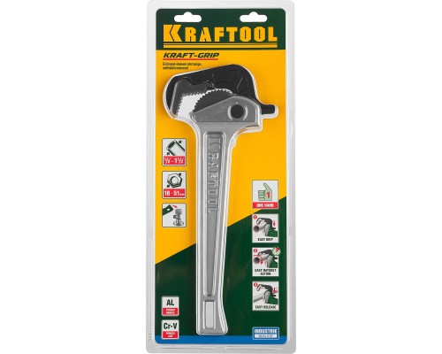 Быстрозажимной трубный ключ MASTERGRIP, 1.5", 18-51 мм, 330 мм KRAFTOOL 27365-14